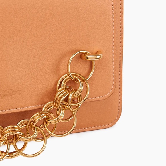 Chloe Tan Leather Mini Drew Bijou Crossbody Gold Chain Shoulder Bag - Picture 2 of 16
